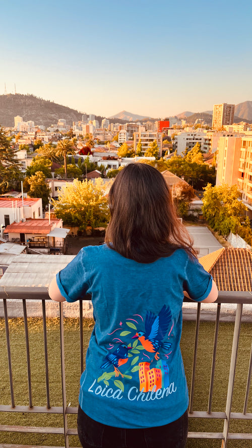 Polera Manga Corta Azul Loica Chilena