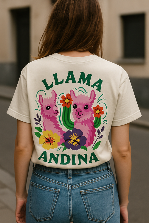 Polera Llama Andina algodón orgánico